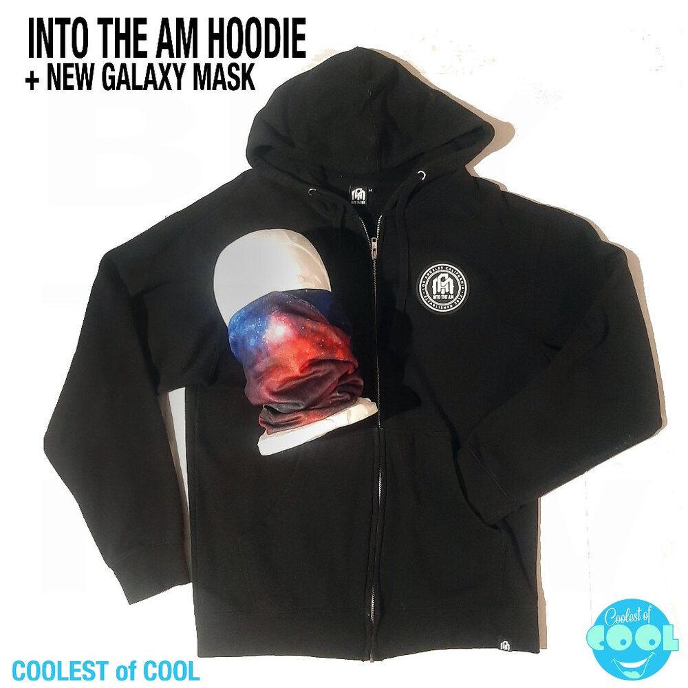 INTO THE AM Tree of Life Hoodie Black mens Medium zipup rave jacket + Galaxy msk